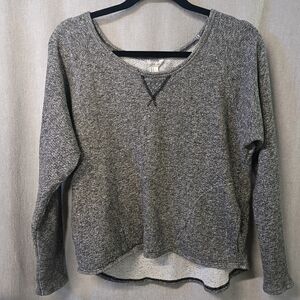 I Love H81 Marled Gray Size S Women's Long Sleeve Boatneck Top